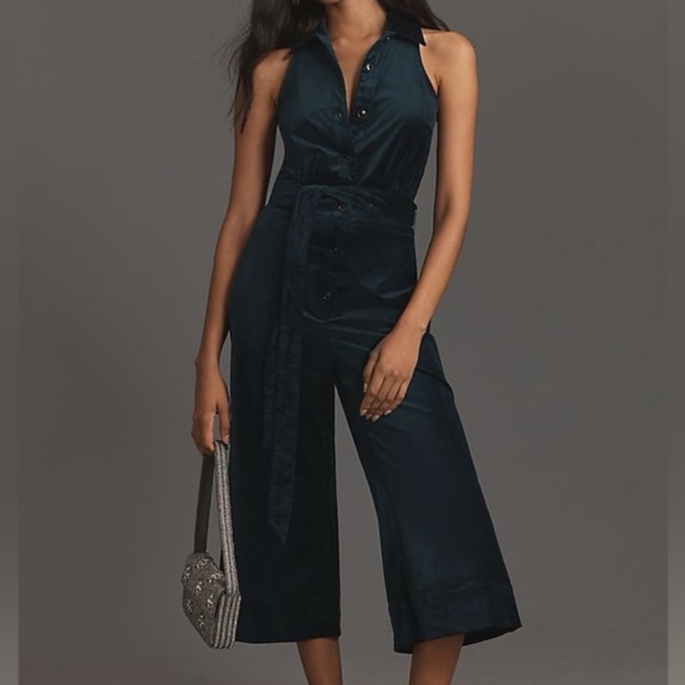 Maeve Anthropologie Turquoise Button-Up jumpsuit - Size 10, new with tags